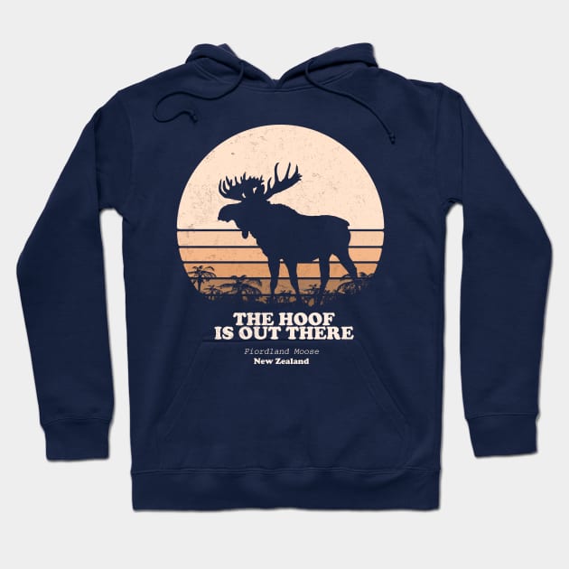 Fiordland Moose - The Hoof is Out There Hoodie by Pebblestone